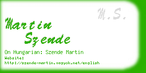 martin szende business card